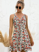 Summer 2023 new hot selling sexy V-neck halter ruffled floral dress - Luxe Shopping