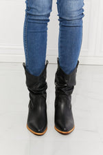 Texas Scrunch Cowboy Boots in Black - Luxe Shopping