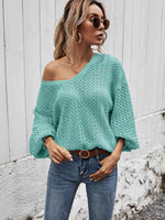 V-Neck Dropped Shoulder Sweater - 5 Colors - Luxe Shopping
