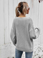 V-Neck Dropped Shoulder Sweater - 5 Colors - Luxe Shopping