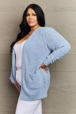 Zenana Falling For You Full Size Open Front Popcorn Cardigan - Luxe Shopping