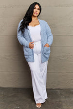 Zenana Falling For You Full Size Open Front Popcorn Cardigan - Luxe Shopping