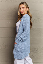 Zenana Falling For You Full Size Open Front Popcorn Cardigan - Luxe Shopping