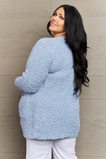 Zenana Falling For You Full Size Open Front Popcorn Cardigan - Luxe Shopping