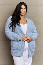 Zenana Falling For You Full Size Open Front Popcorn Cardigan - Luxe Shopping